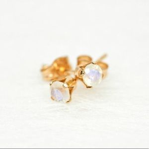 Rainbow Moonstone Stud Earrings